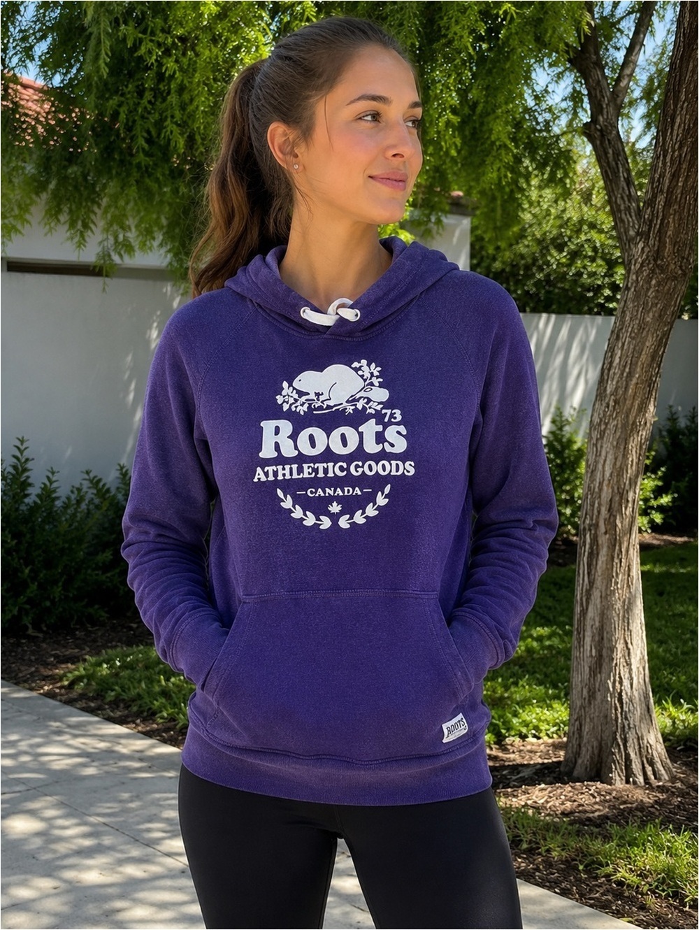 Roots Canada Purple Hoodie XS 80% Cotton